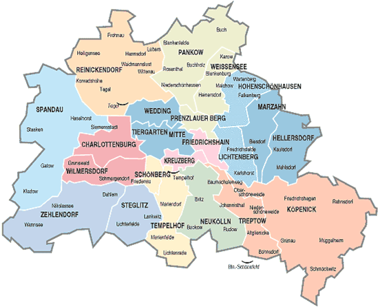 Berlin Bezirke Karte | Landkarte